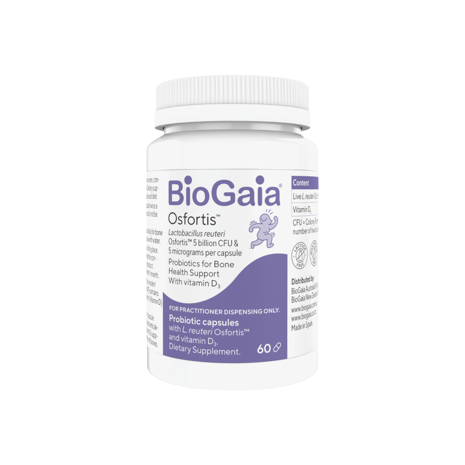 A supplement container of BioGaia Osfortis Probiotic by BioGaia