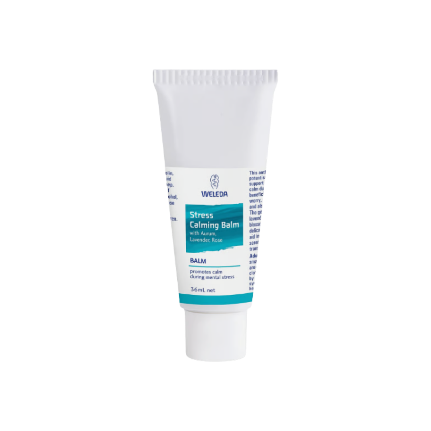 A supplement container of Stress Calming Balm with Aurum, Lavender and Rose by Weleda