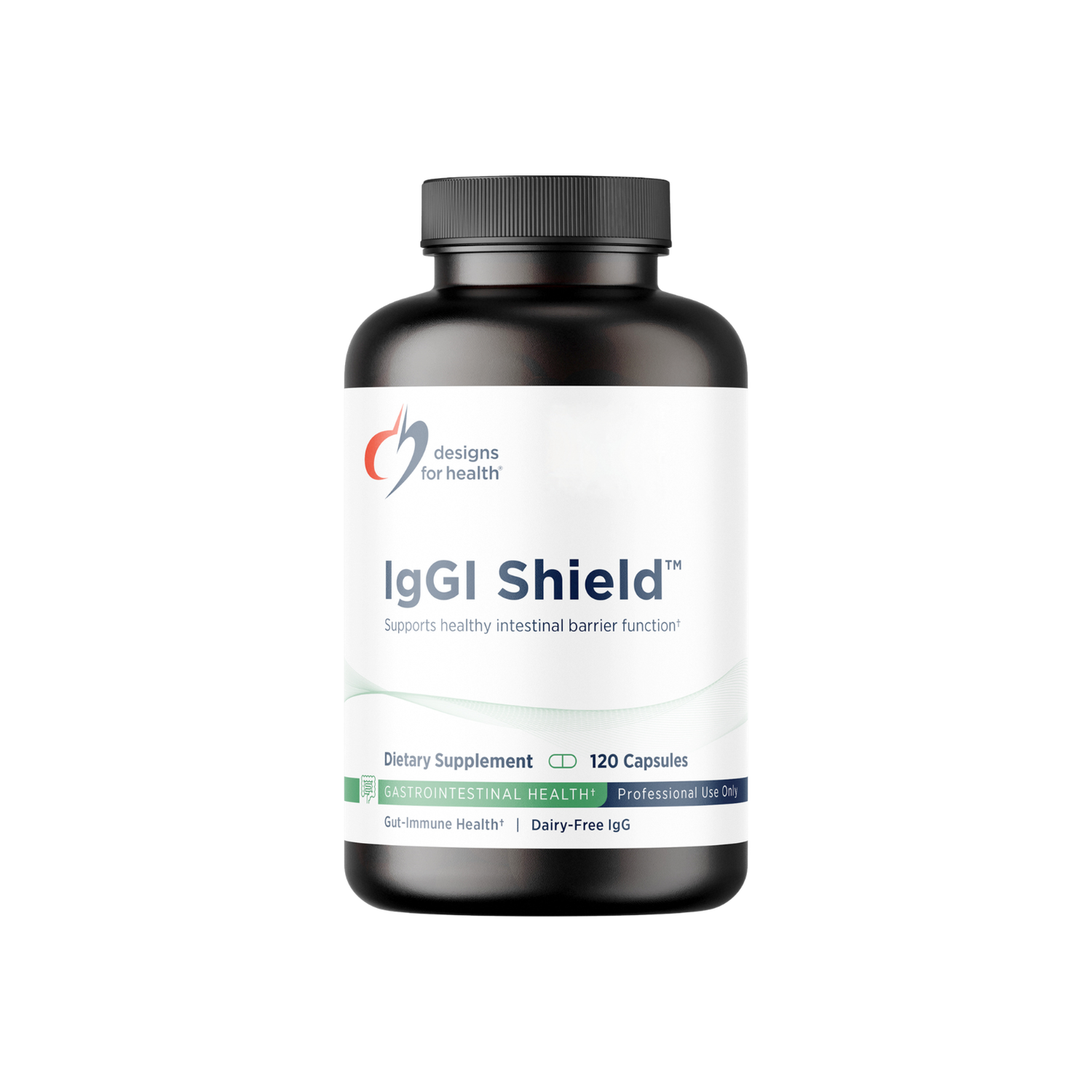 A supplement container of IgGI Shield™ Capsules by Designs for Health - USA