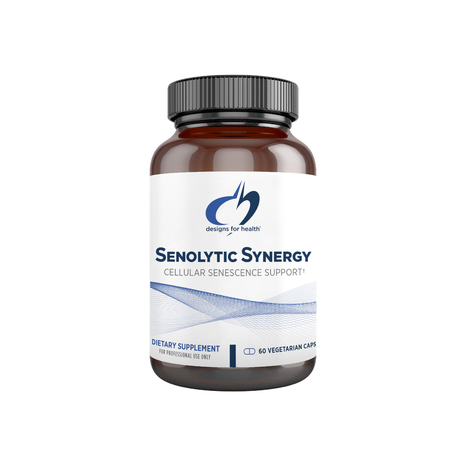 A supplement container of Senolytic Synergy by Designs for Health - USA