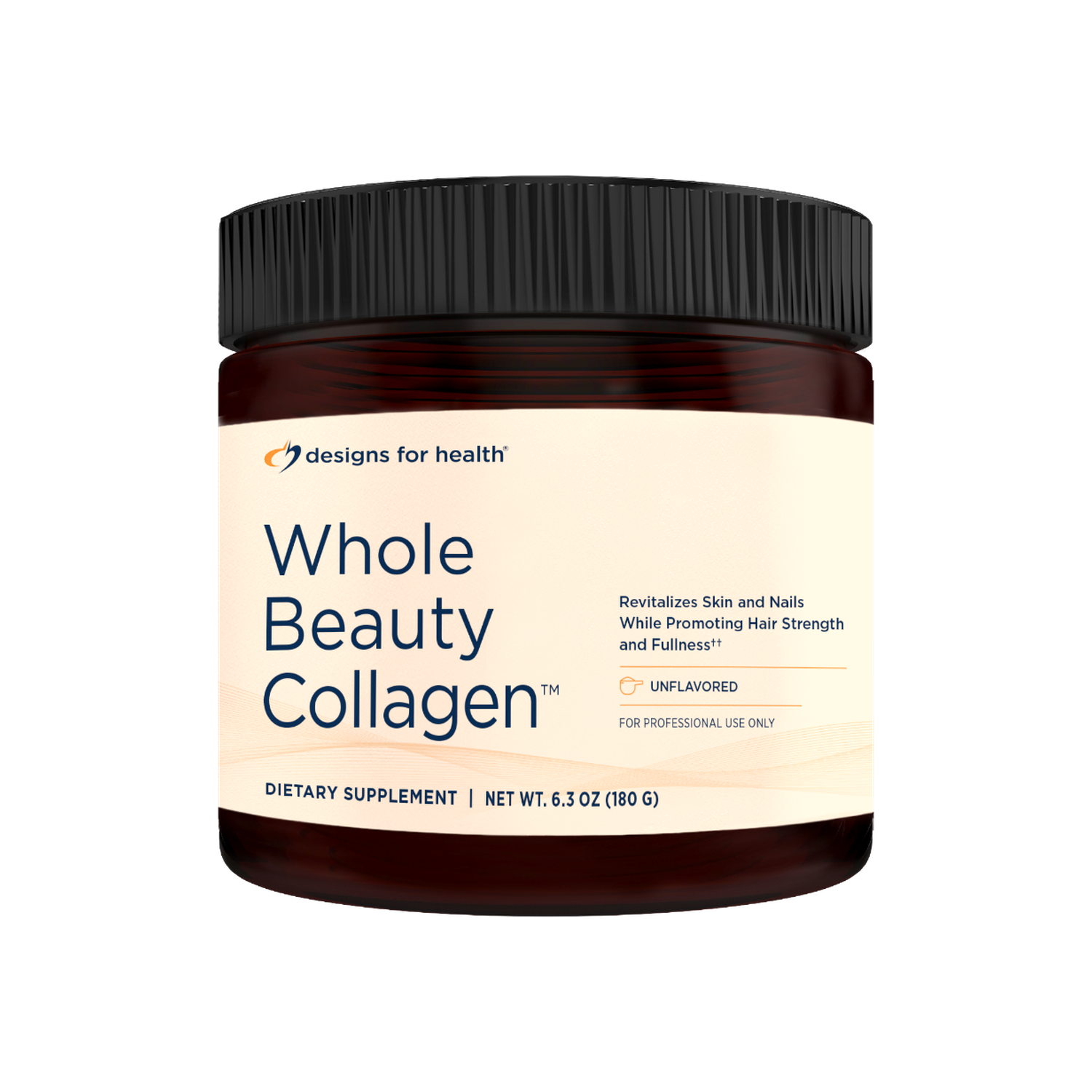 A supplement container of Whole Beauty Collagen™ by Designs for Health - USA