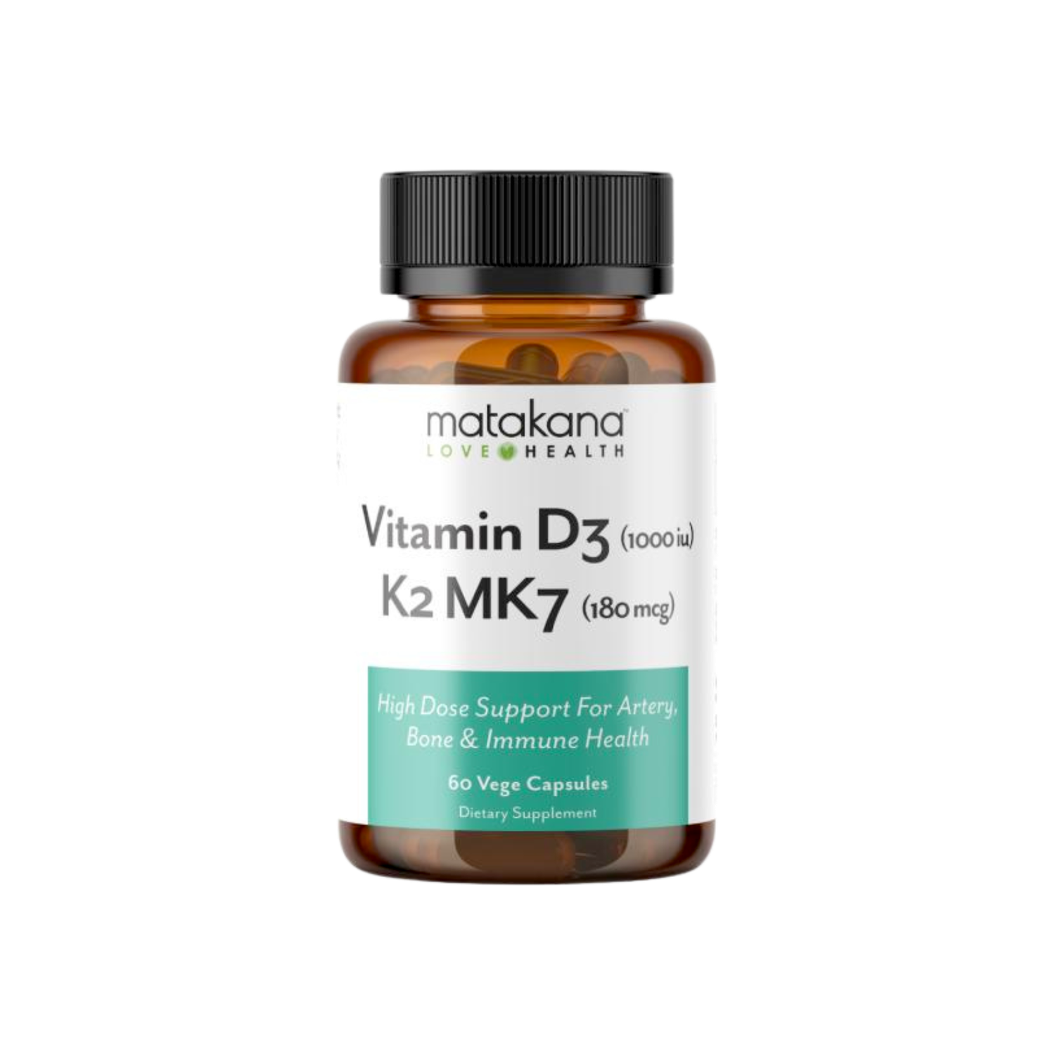 A supplement container of Vitamin D3 K2 MK7 by Matakana Superfoods