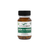 A Supplement container with the name Iron & Brain Support by Naturobest.