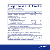 Ingredients: BioCell Collagen hydrolyzed collagen complex (from chicken sternal cartilage) Providing (typical) hydrolyzed collage, chondroitin, hyaluronic acid.