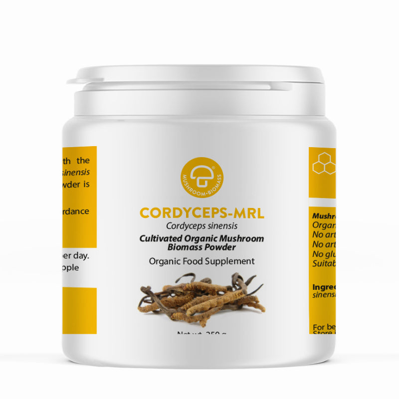 A supplement container of Cordyceps-MRL ™ 90T by Mycology Research Laboratories