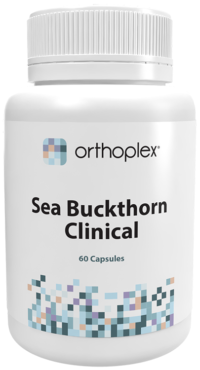 A supplement container of Seabuckthorn Clinical 60 capsules by Orthoplex