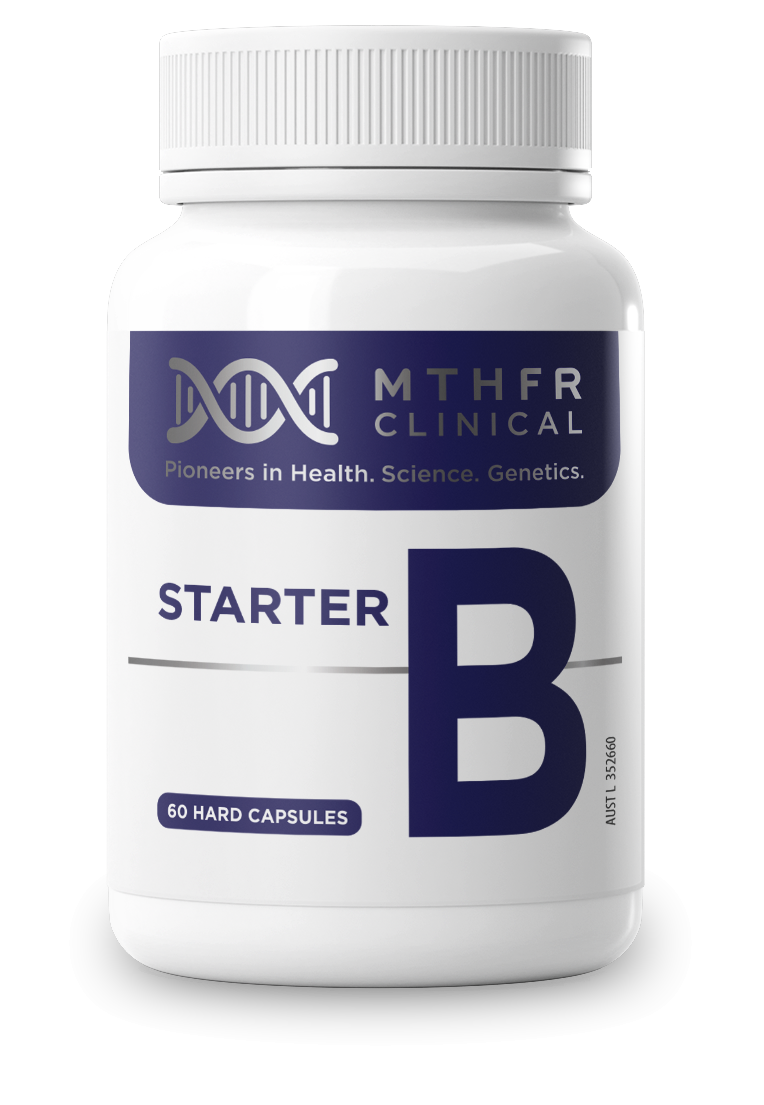 A supplement container of MTHFR (RN Labs) Starter B Caps by MTHFR Support