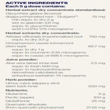 Ingredients: Glycyrrhiza glabra (licorice) deglycyrrhizinated root, Althaea officinalis (marshmallow) root, Cinnamomum cassia (cinnamon) stem bark, Aloe Vera (aloe) inner leaf, Ulmus rubra (slippery elm), Glutamine Pectic (apple), Glutathione, Quercetin dihydrate.