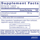 Text describing the ingredients: L-Glutathione (reduced) (free Form)