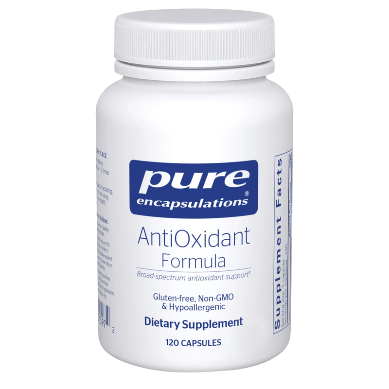 A Supplement container with the name AntiOxidant Formula by Pure Encapsulations.
