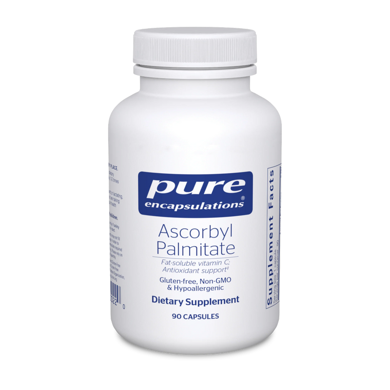 A Supplement container with the name Ascorbyl Palmitate by Pure Encapsulations.