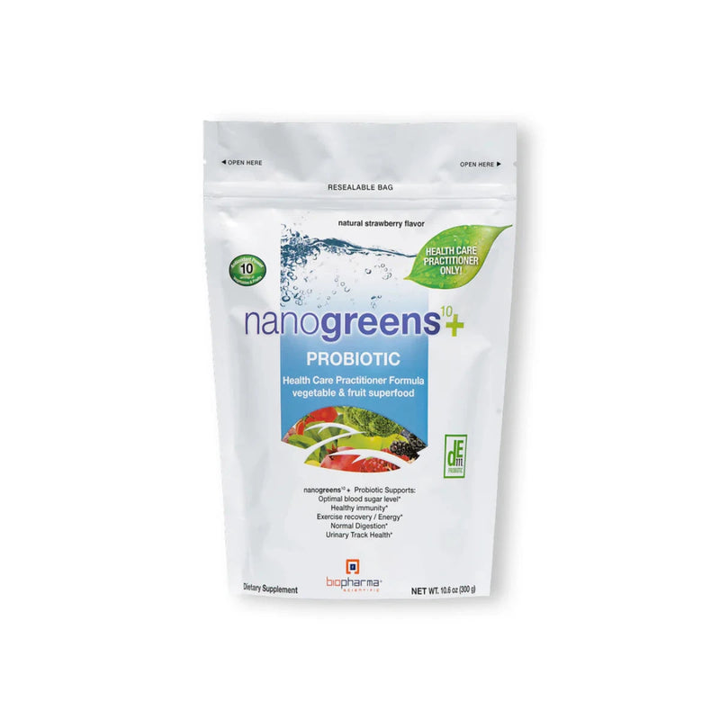A greens powder called Nanogreens Probiotic by Biopgarma Scientific