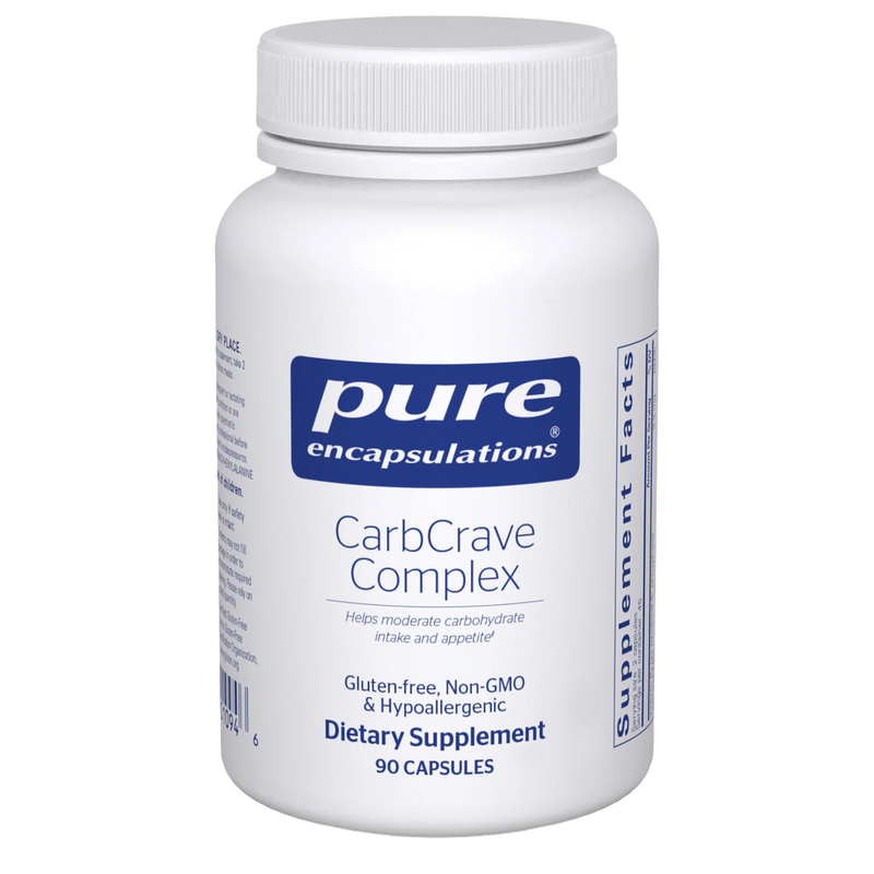 A Supplement container with the name CarbCrave Complex by Pure Encapsulations.