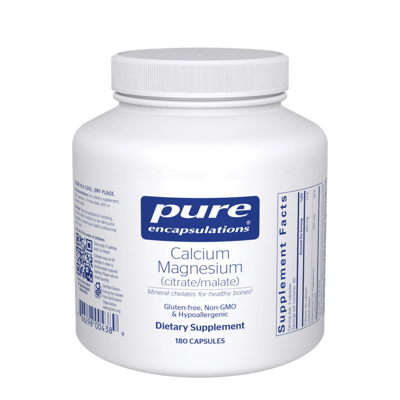 A Supplement container with the name Calcium Magnesium (citrate/malate) by Pure Encapsulations.