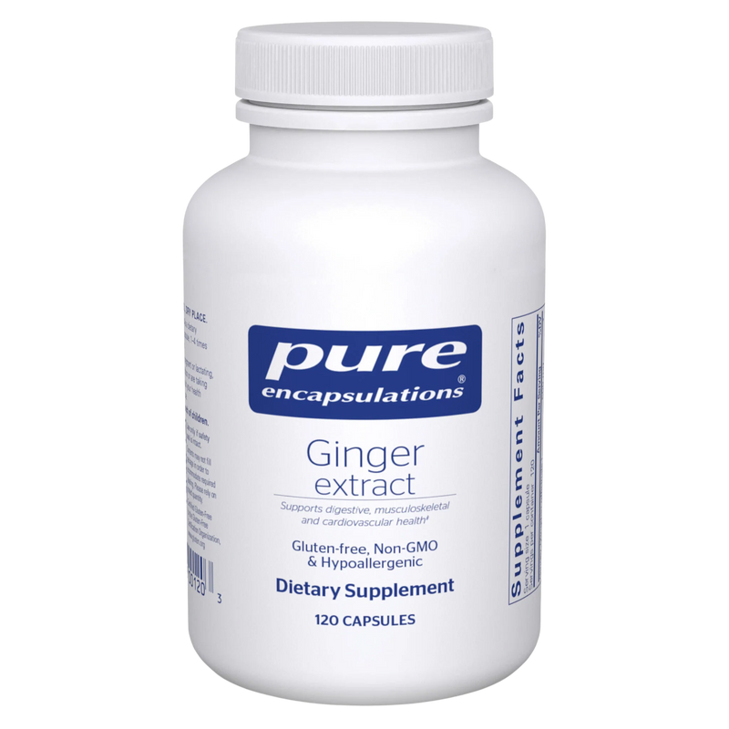 A Supplement container with the name Ginger Extract by Pure Encapsulations.