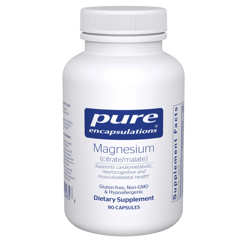 A Supplement container with the name Magnesium (Citrate/Malate) by Pure Encapsulations.