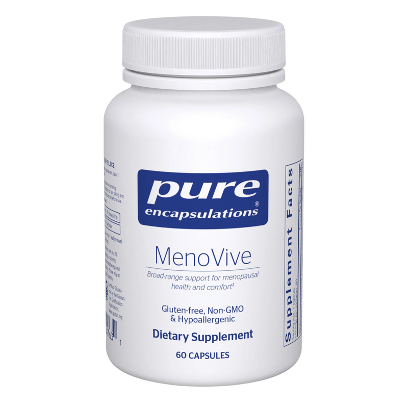 A Supplement container with the name MenoVive by Pure Encapsulations.