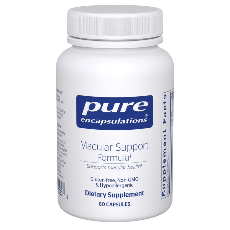A Supplement container with the name Macular Support Formula by Pure Encapsulations.