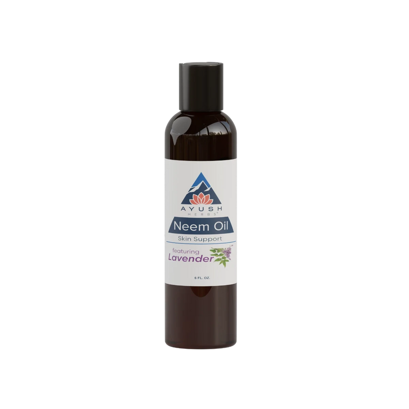 Image of a bottle of skin support Neem oil with lavendar