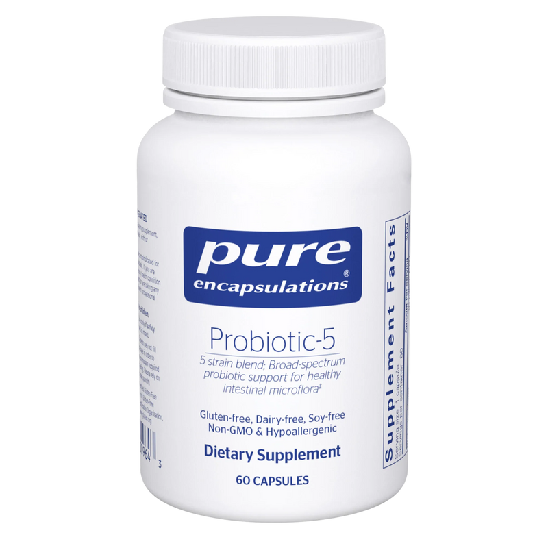 A Supplement container with the name Probiotic-5 by Pure Encapsulations.