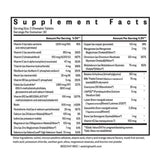Ingredients: Vitamin A, C, D, E, B6, B12, K2, Thiamin, Riboflavin, Niacin, Folate, Biotin, Pantothenic, Calcium, Iodine, Magnesium, Zinc, Selenium, Copper, Manganese, Chromium, Molybdenum, Betaine Anhydrous, Milk thistle extract, Coenzyme Q10, LifePQQ, Lutein, Zeaxanthin, Boron.