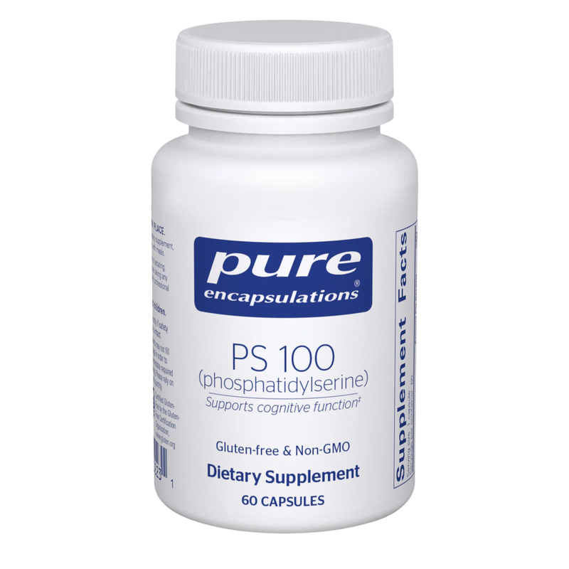 A Supplement container with the name PS100 (phosphatidylserine) by Pure Encapsulations.