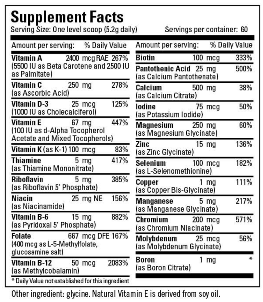 Vitamin/Mineral Base Powder Inner Strength Supplements