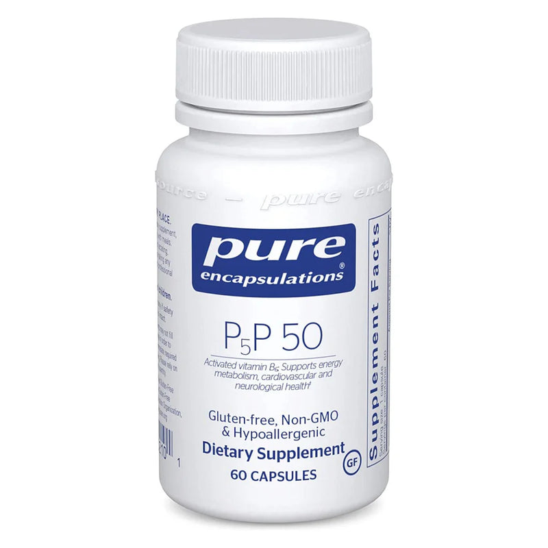 A Supplement container with the Name P5P 50 by Pure Encapsulations.