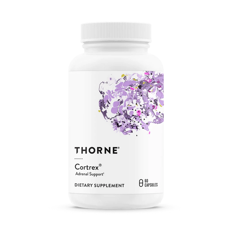 A Supplement container with the name Cortrex by Thorne.