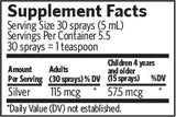 An image of text listing the ingredients including Silver