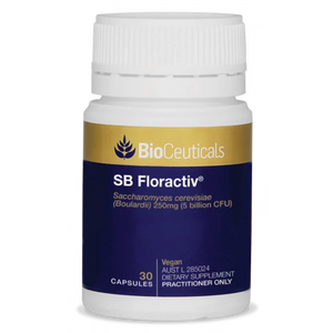 A Supplement container with the name SB Floractiv (30 Caps) by BioCeuticals.