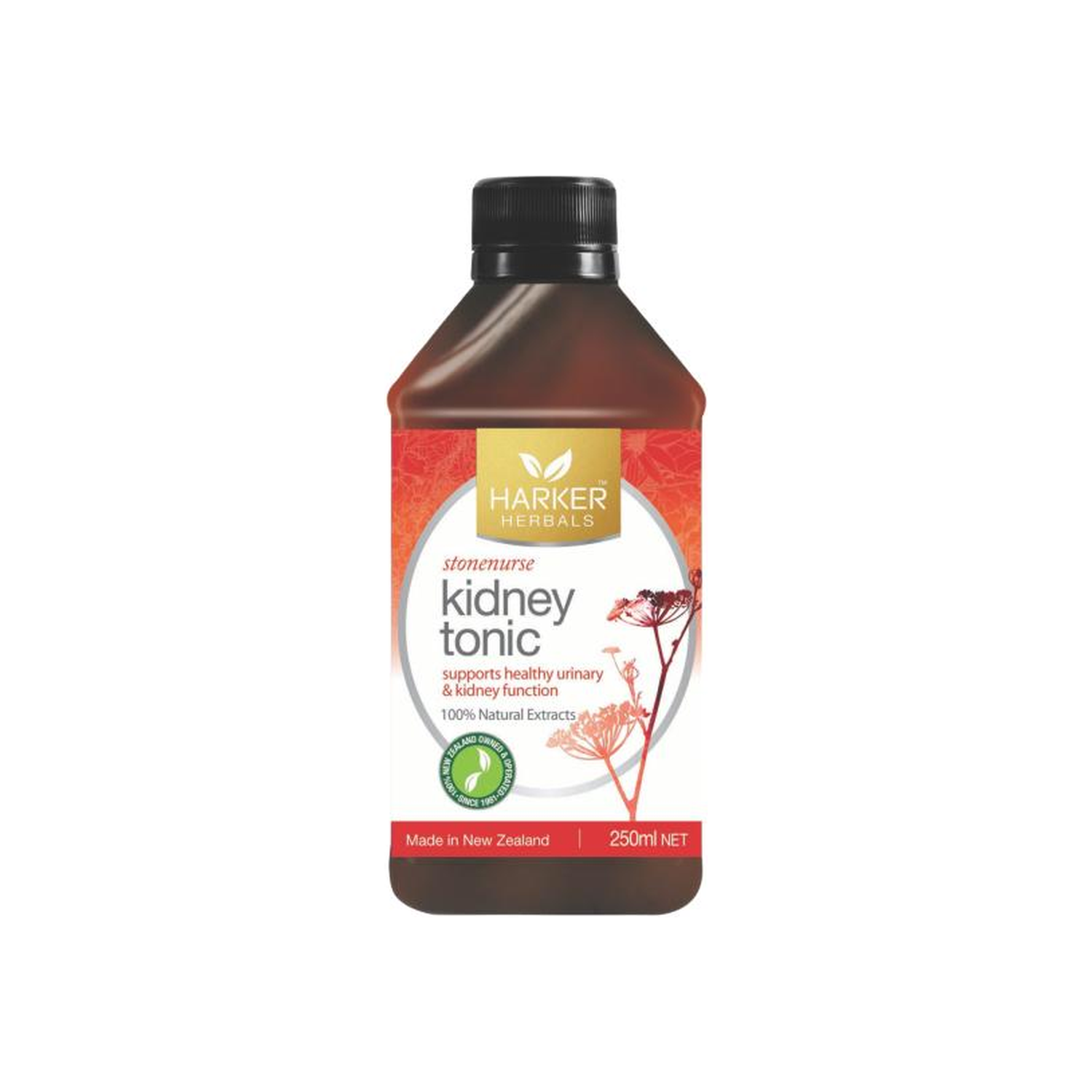 A Supplement container with the name Kidney Tonic (250mls) by Harker Herbals.