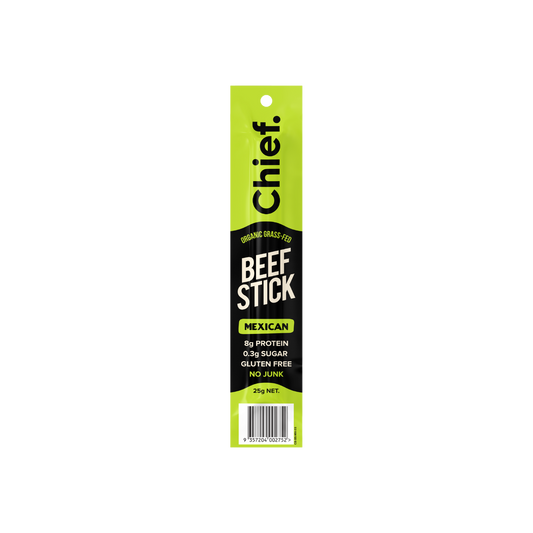 A supplement container of Organic Beef Stick (Mexican) by Chief Nutrition