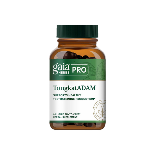 A Supplement container with the name TongkatADAM by Gaia Herbs Pro.