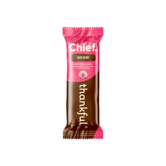 A supplement container of Thankful Bar Choc (Berry) by Chief Nutrition
