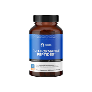 A supplement container of Pro-Formance Peptides by Designs for Sport