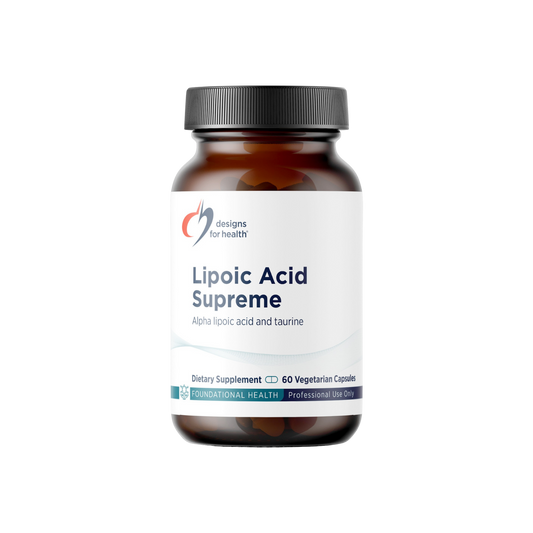 A supplement container of Lipoic Acid Supreme™ by Designs for Health - USA