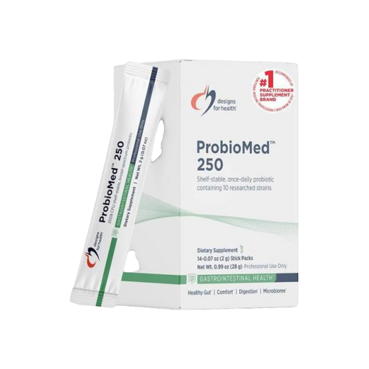 A Supplement box of 14 packets of ProbioMed 250 by Designs for Health 