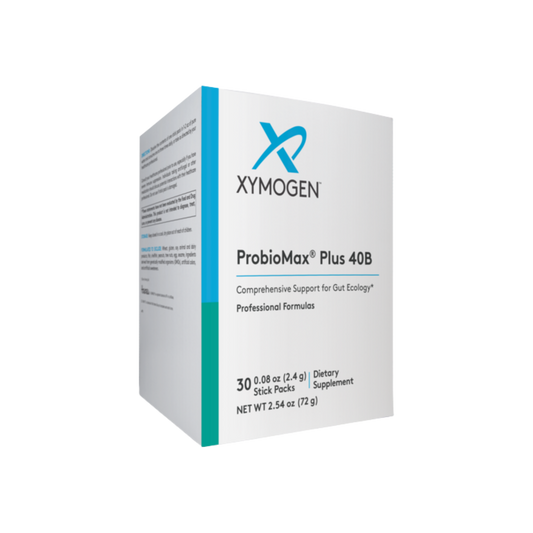 A supplement container of ProbioMax Plus 30 Servings by Xymogen