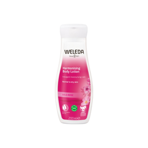 A supplement container of Harmonising Body Lotion Wild Rose by Weleda