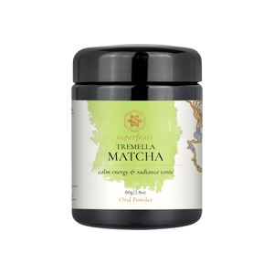A supplement container of Tremella Matcha by SuperFeast
