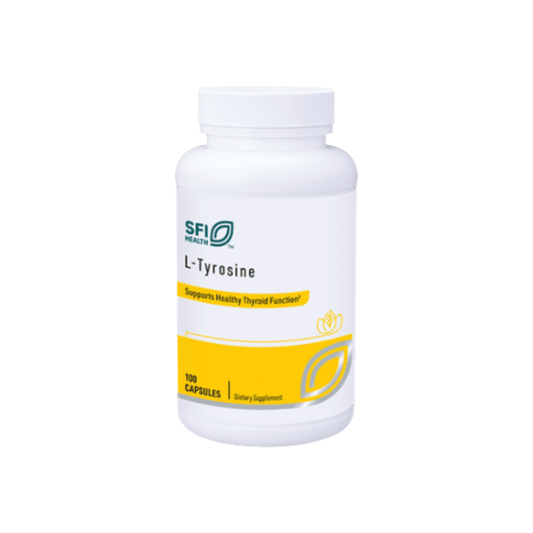 A supplement container of L-Tyrosine, 100caps by SFI Health