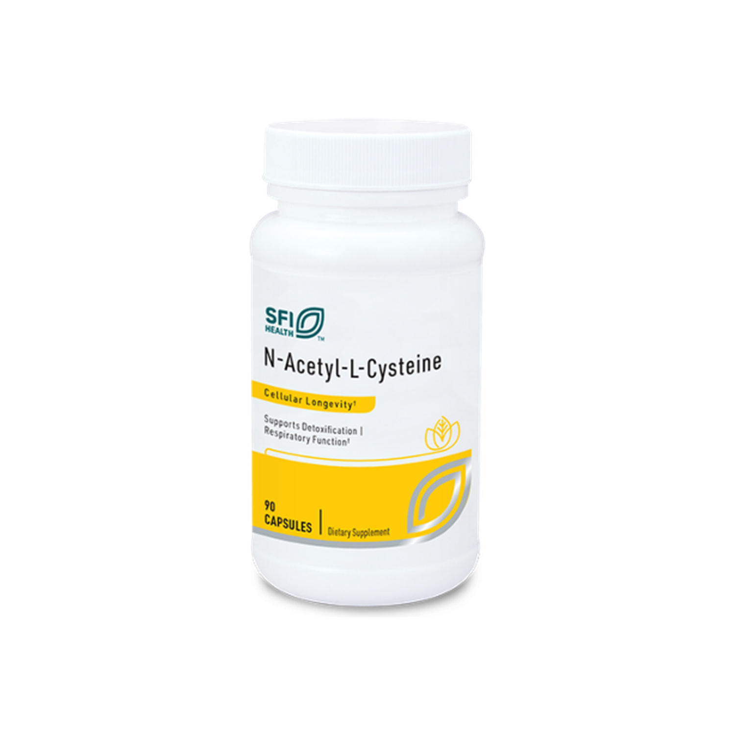 A supplement container of N-Acetyl-L-Cysteine (NAC) 90 caps by SFI Health