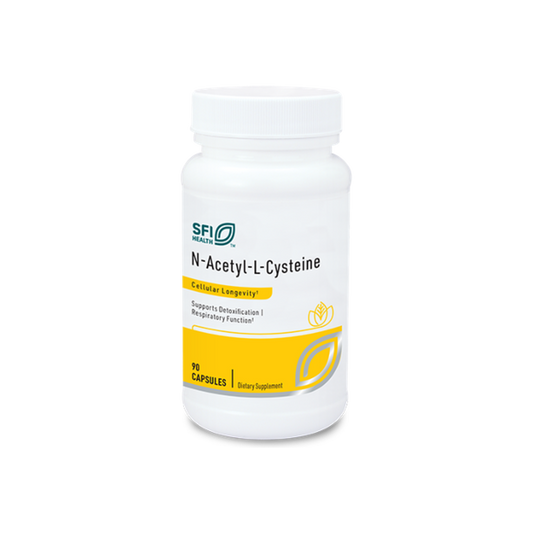 A supplement container of N-Acetyl-L-Cysteine (NAC) 90 caps by SFI Health