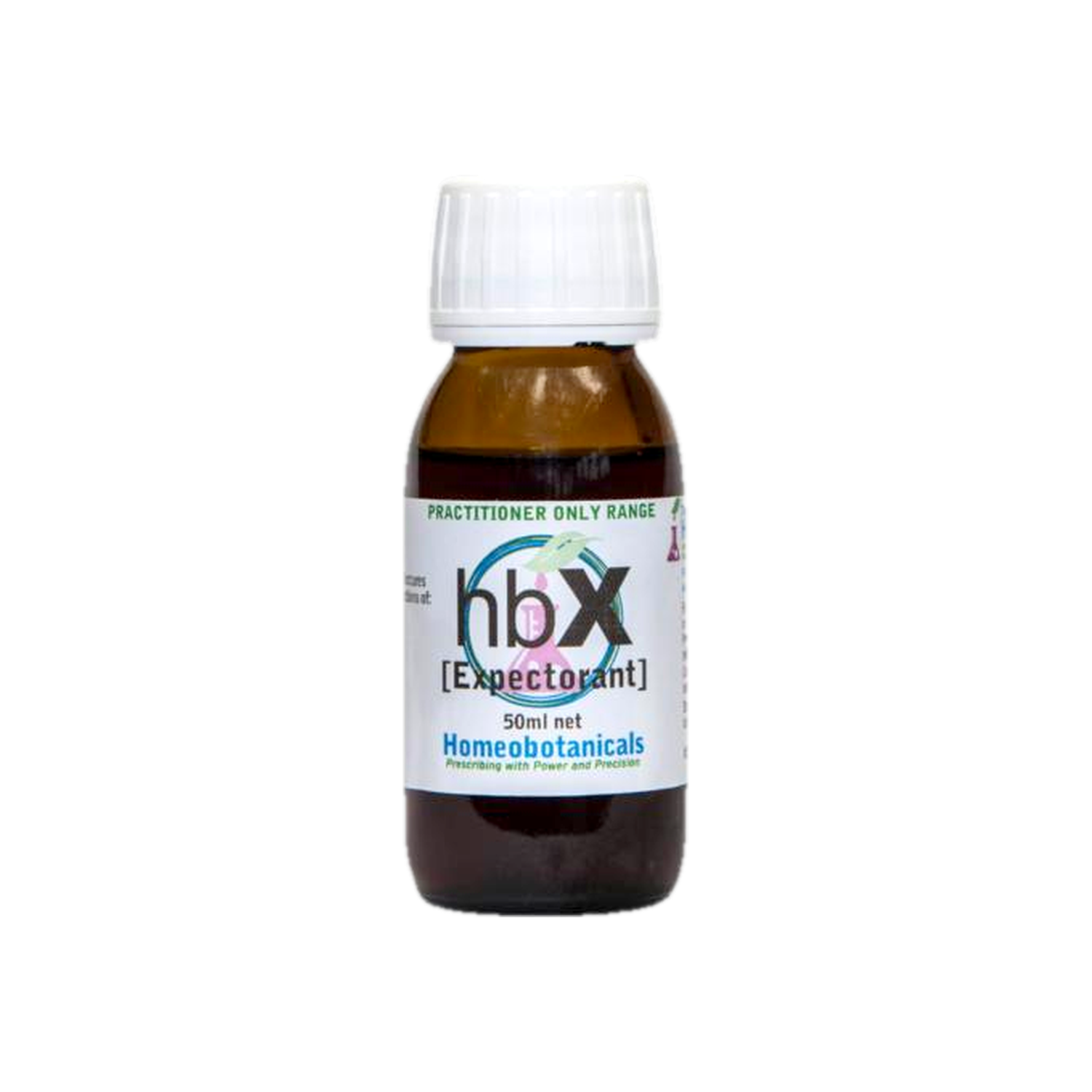A supplement container of hbX (Expectorant & Cough) 50ml by Homeobotanicals