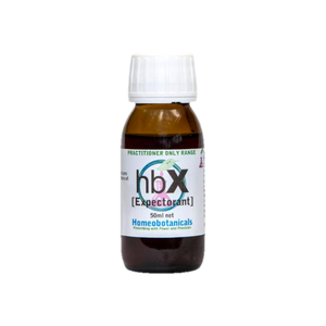 A supplement container of hbX (Expectorant & Cough) 50ml by Homeobotanicals