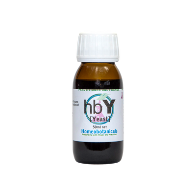 A supplement container of hbY (Yeast Infection) 50ml by Homeobotanicals
