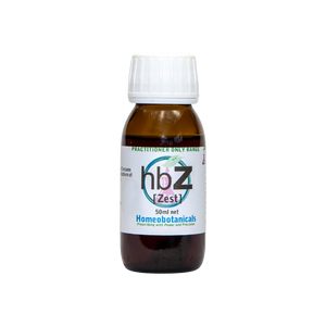 A supplement container of hbZ (Zest Energy) 50ml by Homeobotanicals