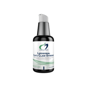A supplement container of Liposomal Cats Claw Synergy by Designs for Health - USA
