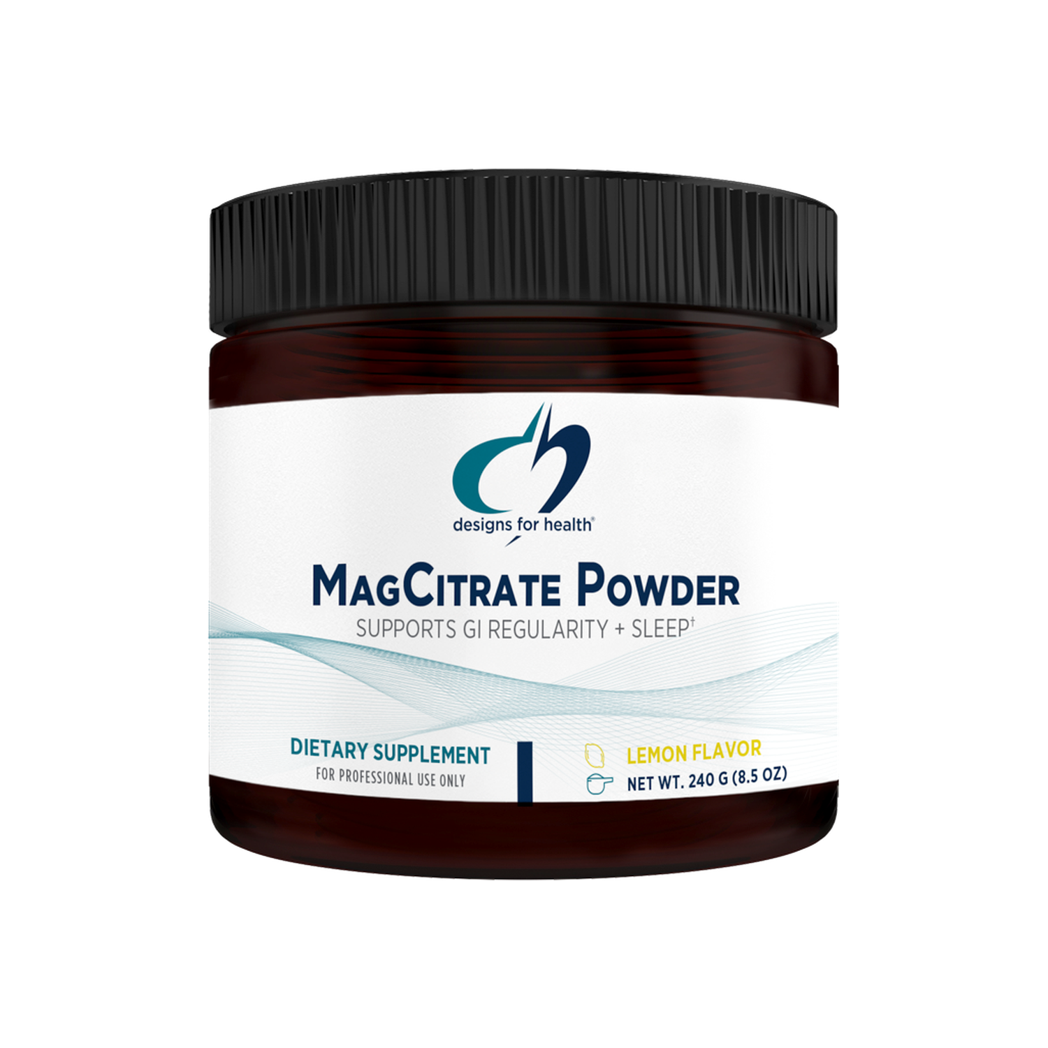 A supplement container of MagCitrate Powder by Designs for Health - USA